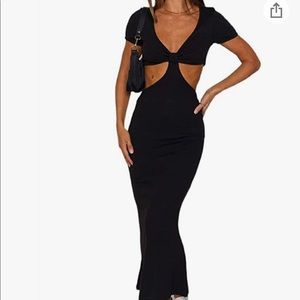 Sexy Cut Our Knit Dress Black